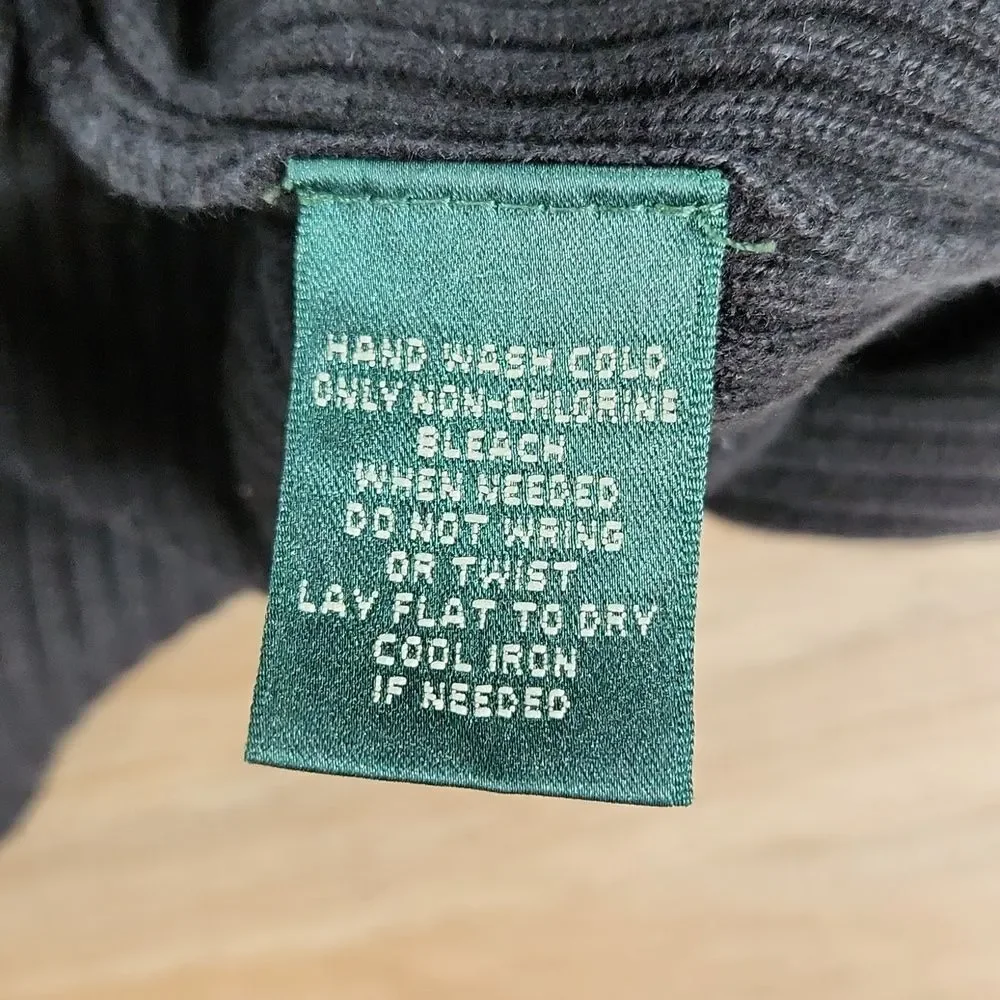 🔺️Ralph Lauren Green & Black Colorblock Gold Buttoned Shoulder Sweater Small